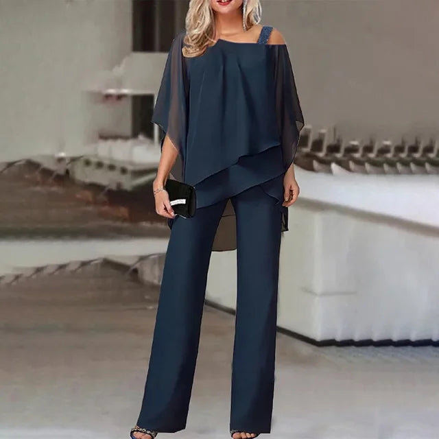 Women’s Off-Shoulder Flowy Top & Wide-Leg Pants
