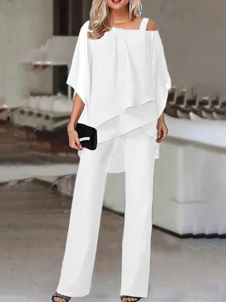 Women’s Off-Shoulder Flowy Top & Wide-Leg Pants