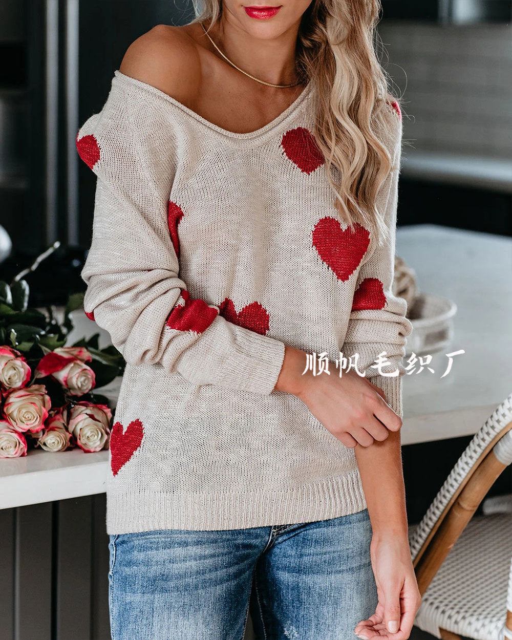 Melody - Heart-Pattern Sweater
