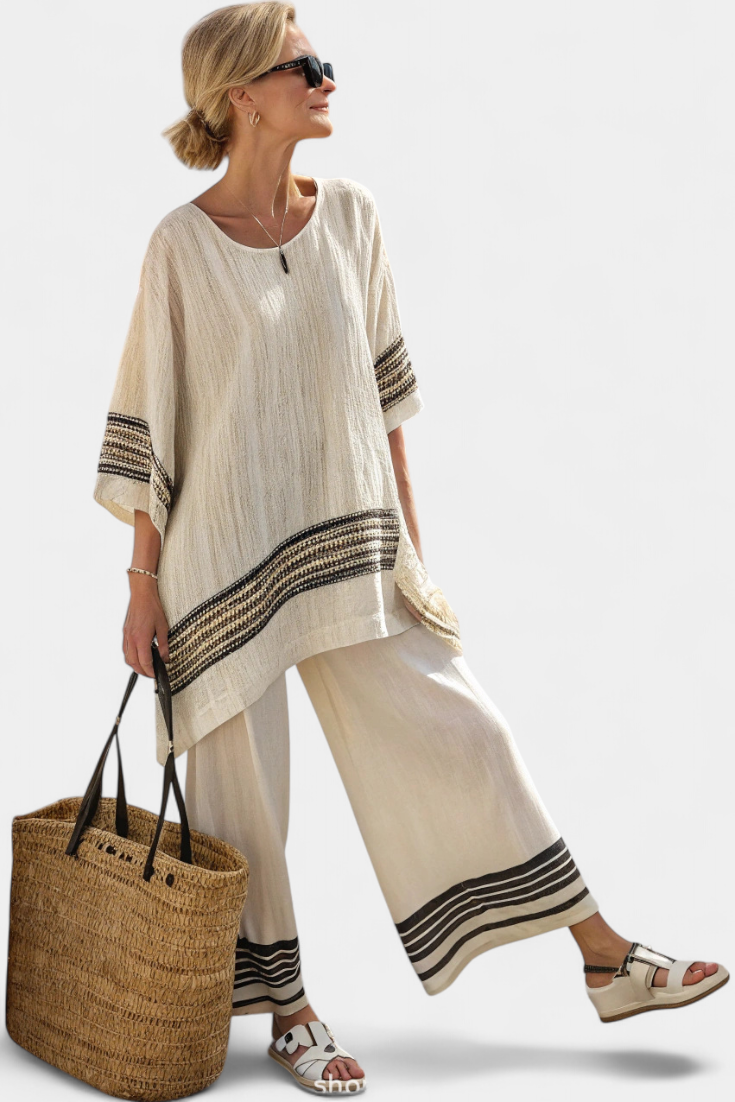 Women's Relaxed Striped Two-Piece Lounge Set