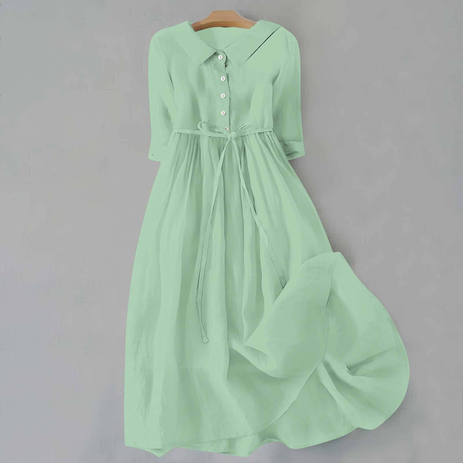 Elegant Button-Front Flowing Midi Dress for Women