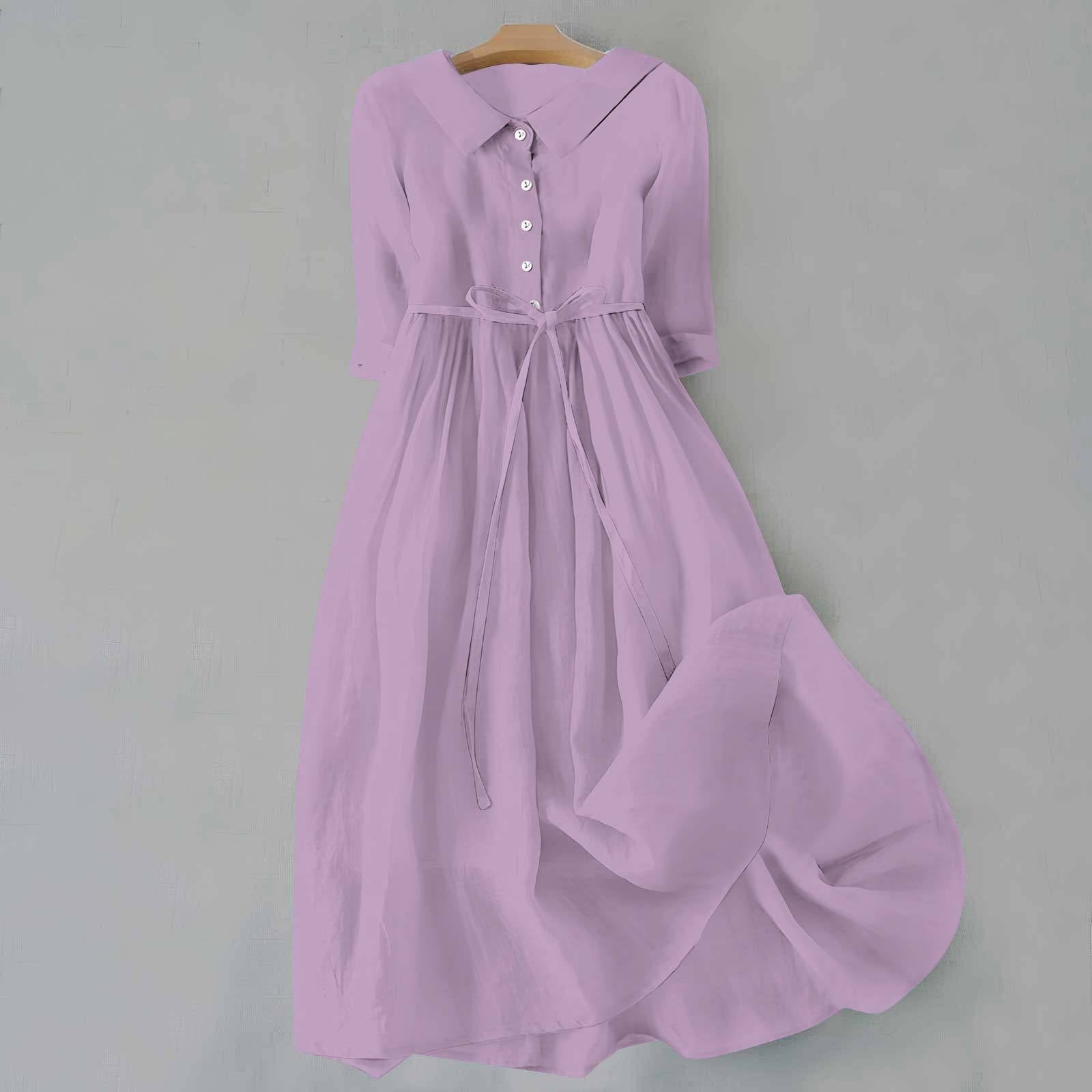 Women's A-Line Casual Dress with Short Sleeves
