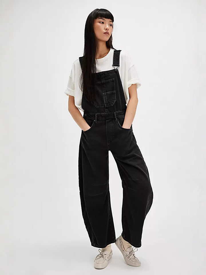 Salopette en jean oversize pour femme avec poches