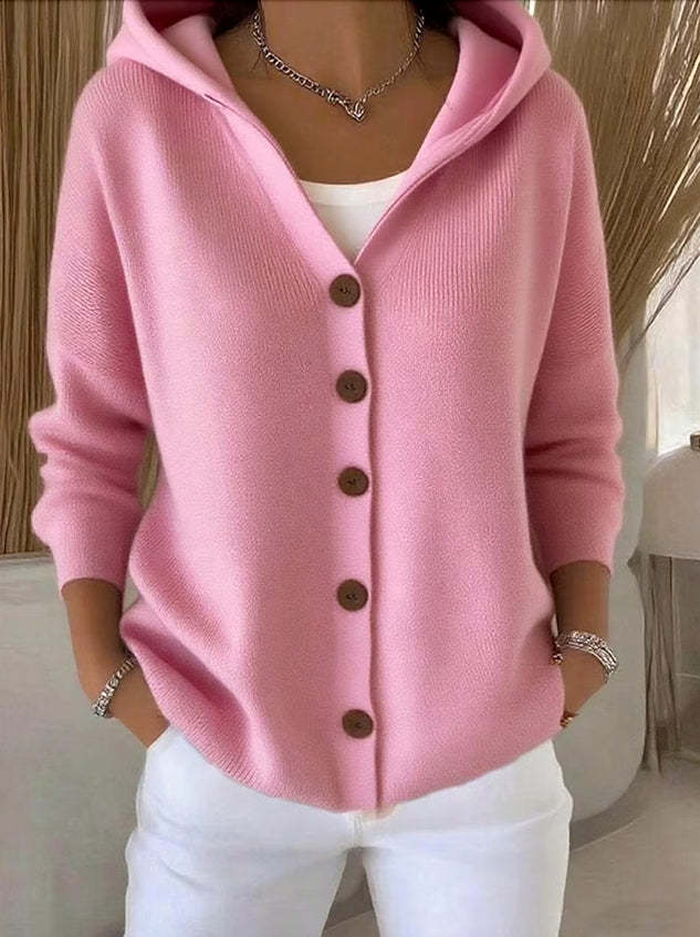 Women's Printed Button Front Hooded Sweatshirt