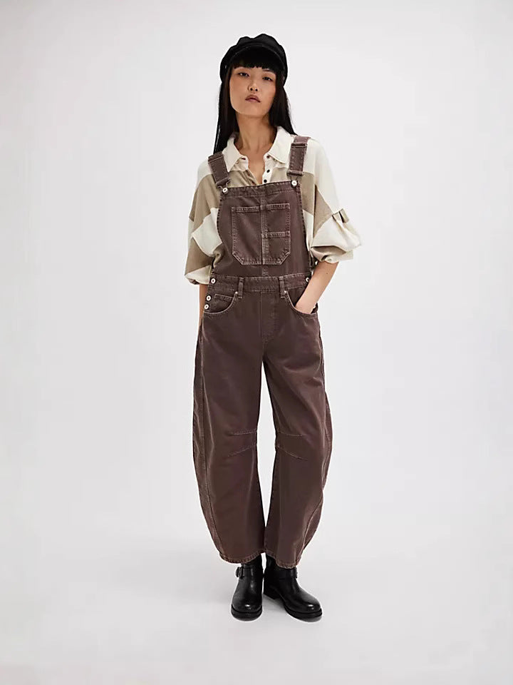 Salopette en jean oversize pour femme avec poches