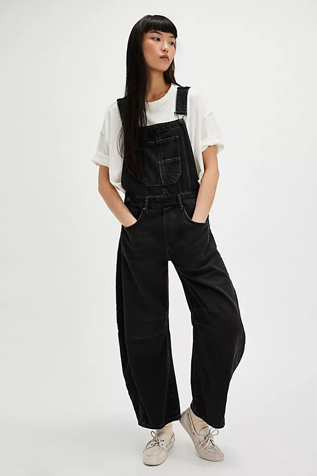 Salopette en jean oversize pour femme avec poches