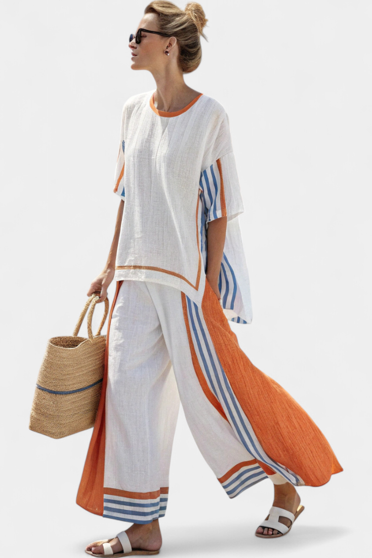 Women's Bohemian Striped Two-Piece Lounge Set