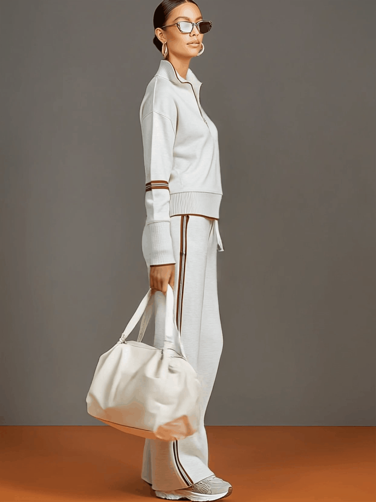 Women's Half-Zip Collared Top & Trouser Co-Ord Set