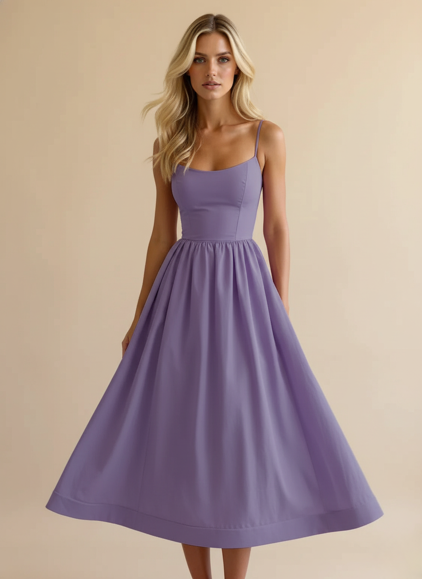 Abito midi a linea ad A con scollo a cuore da donna