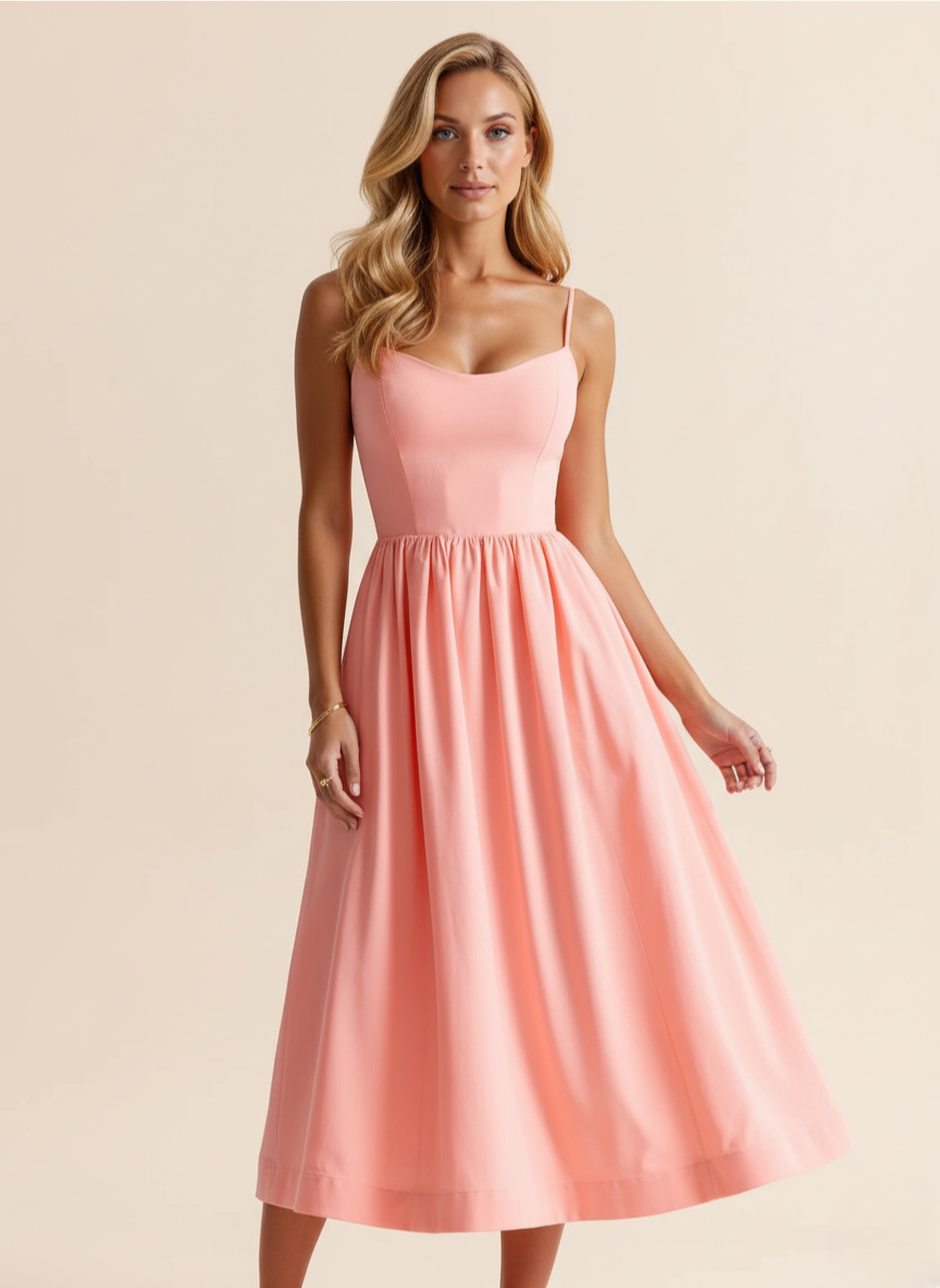 Abito midi a linea ad A con scollo a cuore da donna