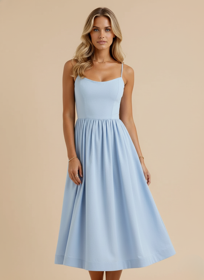 Abito midi a linea ad A con scollo a cuore da donna