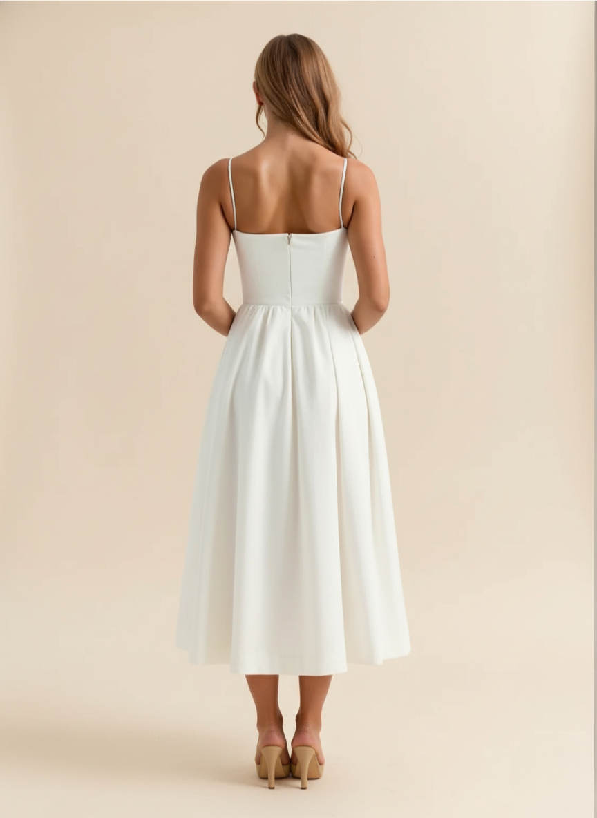Abito midi a linea ad A con scollo a cuore da donna