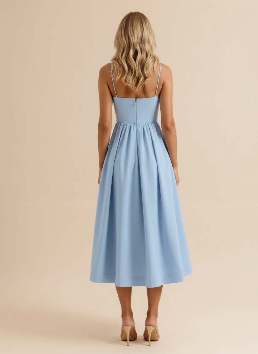 Abito midi a linea ad A con scollo a cuore da donna