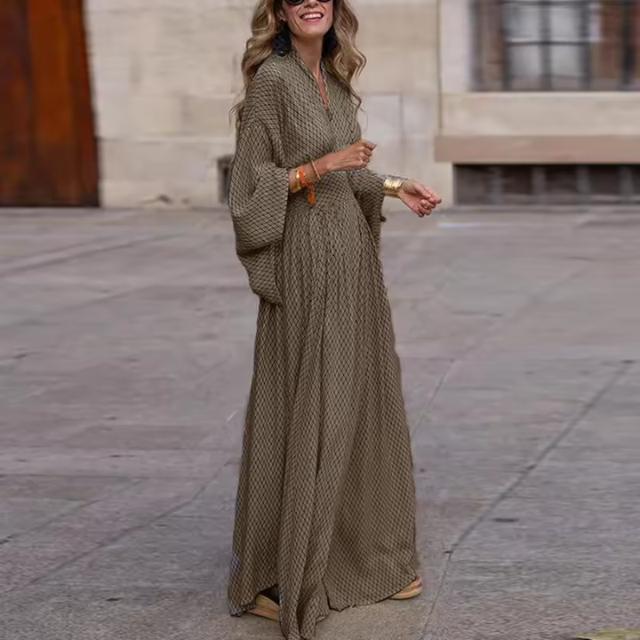 Robe maxi plissée bohème pour femme