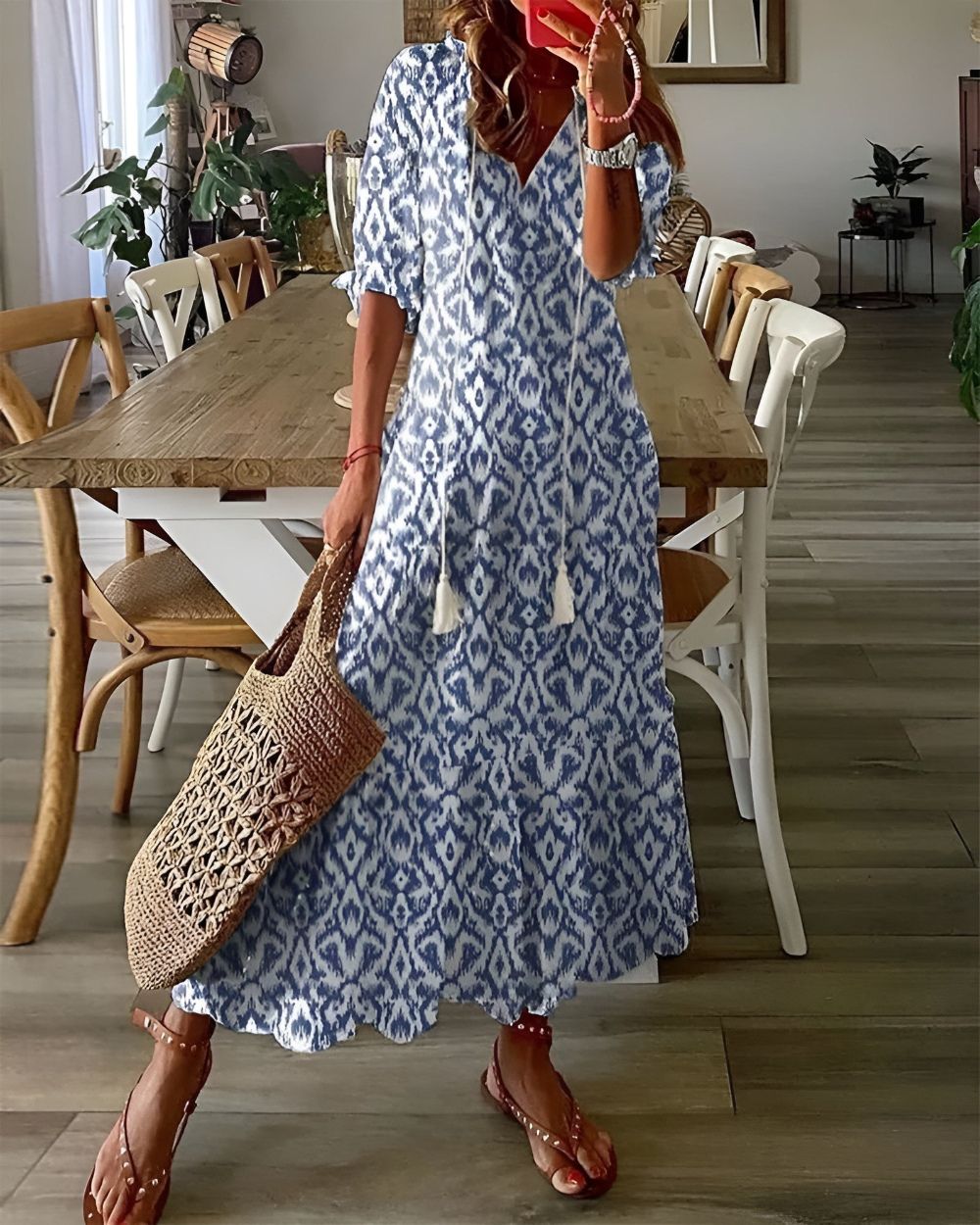 Robe longue bohème à fleurs