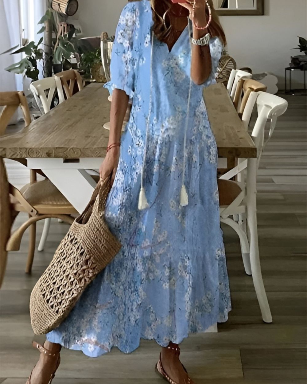Robe longue bohème à fleurs