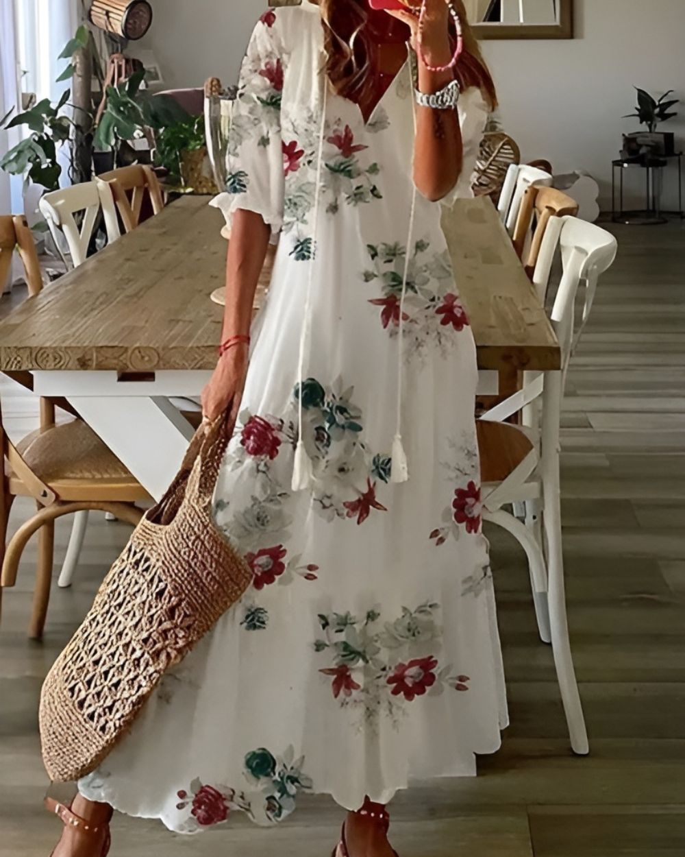Robe longue bohème à fleurs
