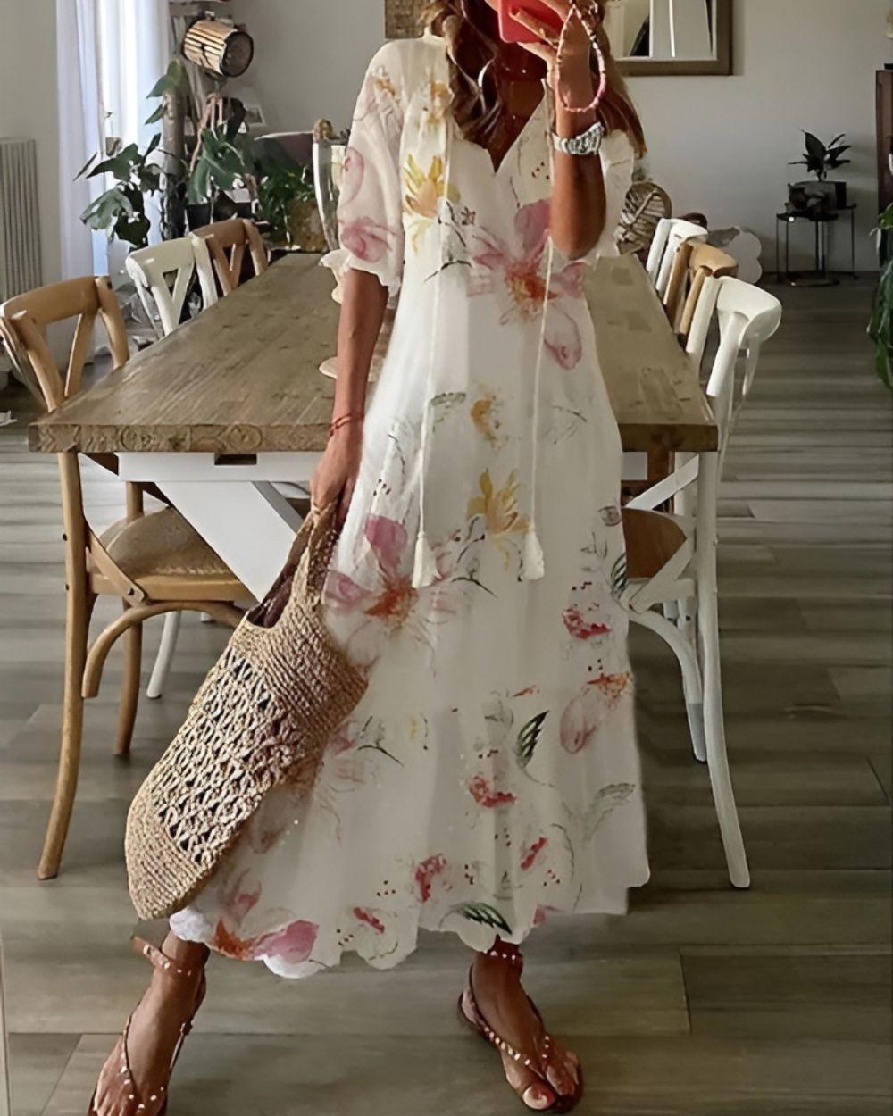 Robe longue bohème à fleurs