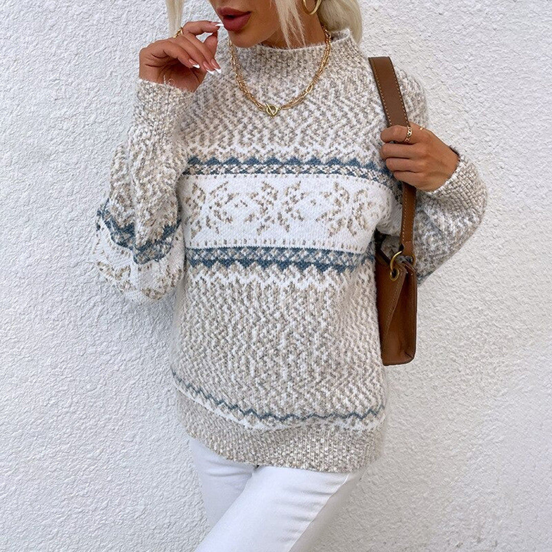 Maglione da donna caldo e confortevole in maglia jacquard Fair Isle
