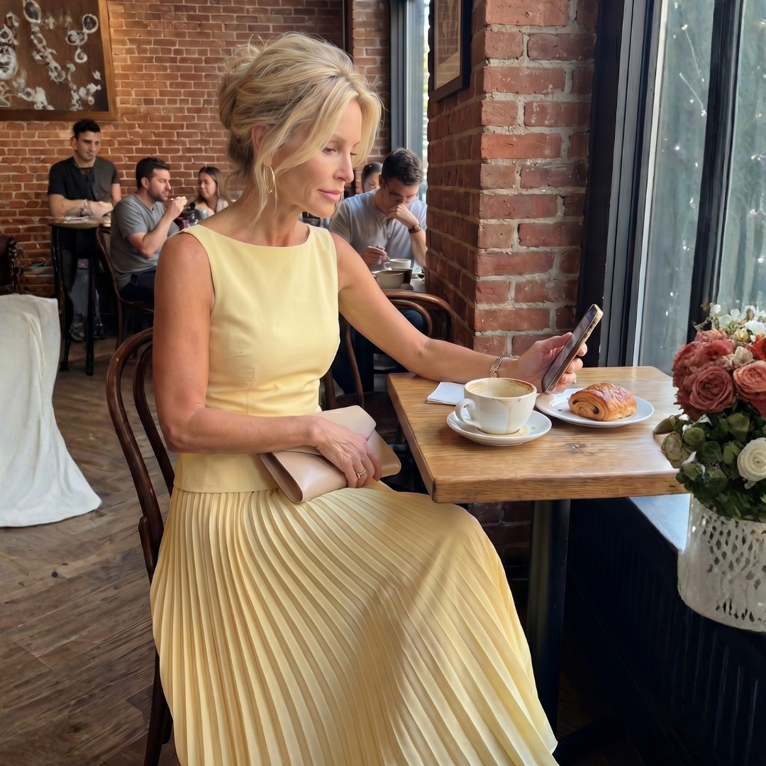 Women's Structured Sleeveless Top & Pleated Maxi Skirt Set