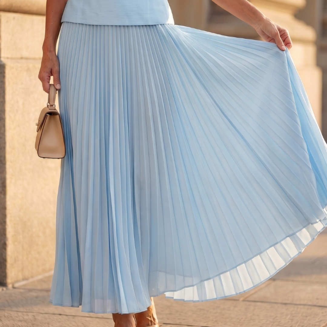 Women's Structured Sleeveless Top & Pleated Maxi Skirt Set