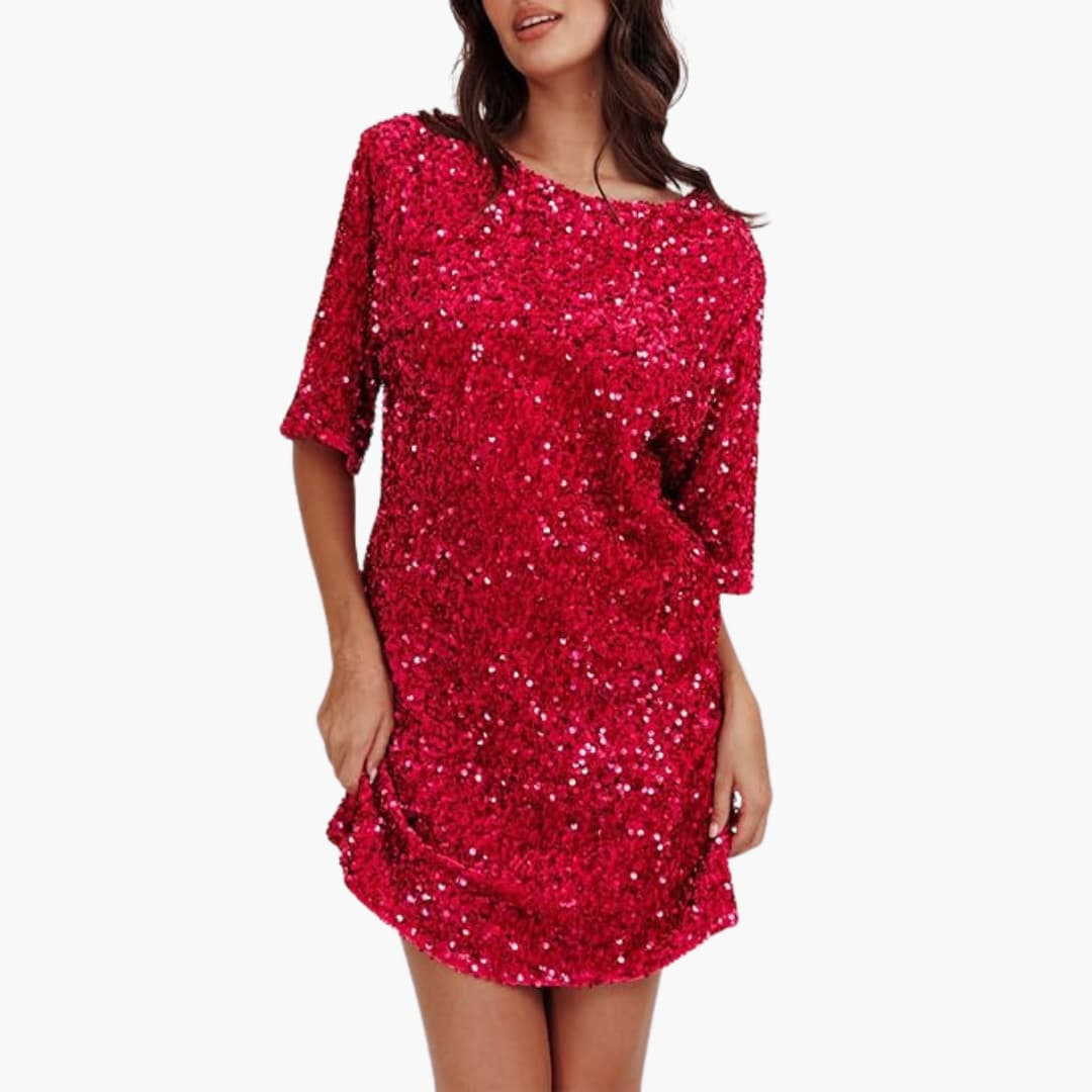 Robe élégante à sequins pour femme avec manches évasées