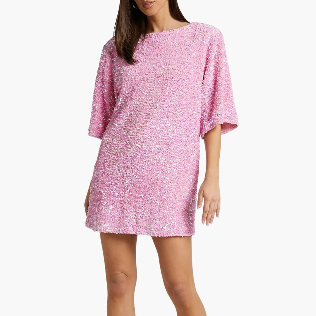 Robe élégante à sequins pour femme avec manches évasées