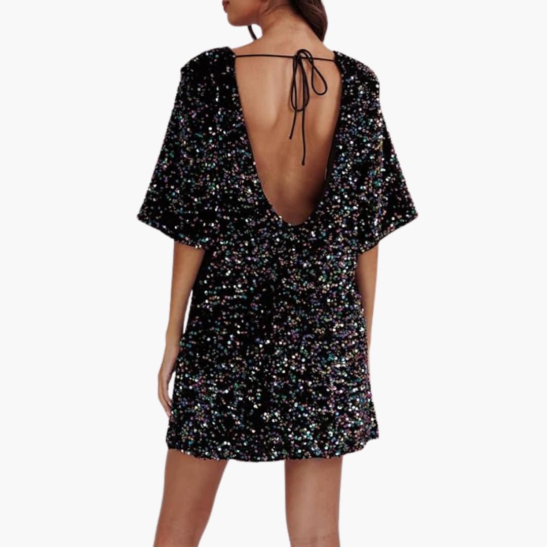 Robe élégante à sequins pour femme avec manches évasées