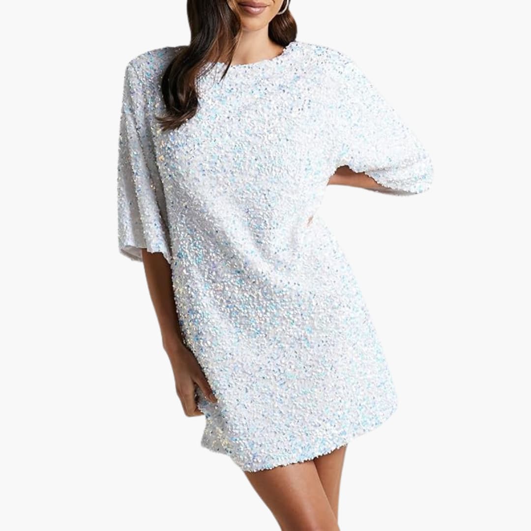 Robe élégante à sequins pour femme avec manches évasées