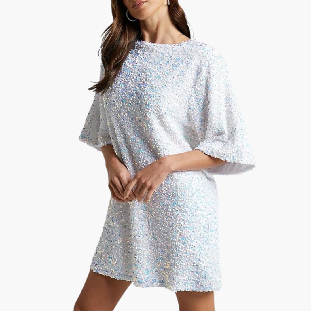 Robe élégante à sequins pour femme avec manches évasées
