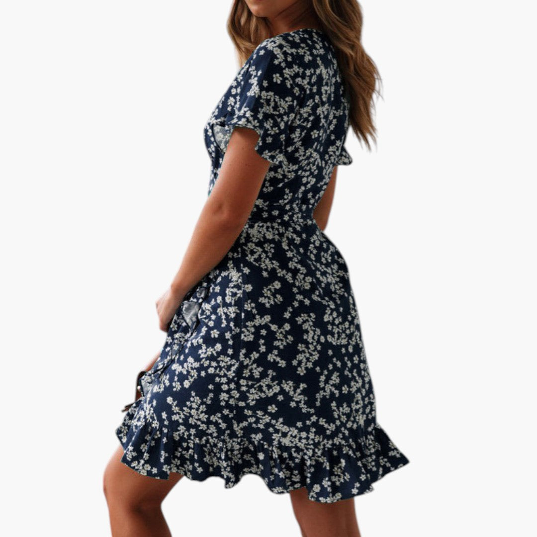 Robe de plage élégante pour femme avec taille nouée et ourlet à volants