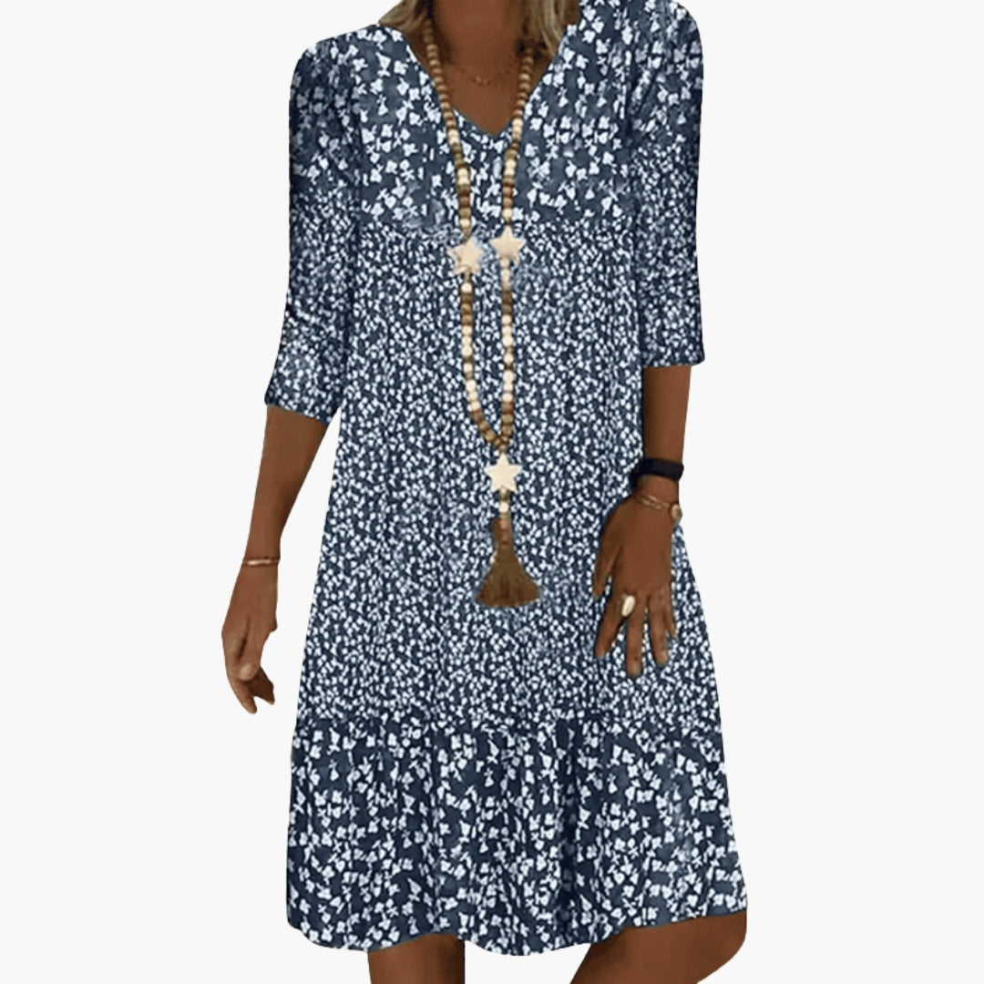 Robe imprimée à manches trois-quarts pour femme