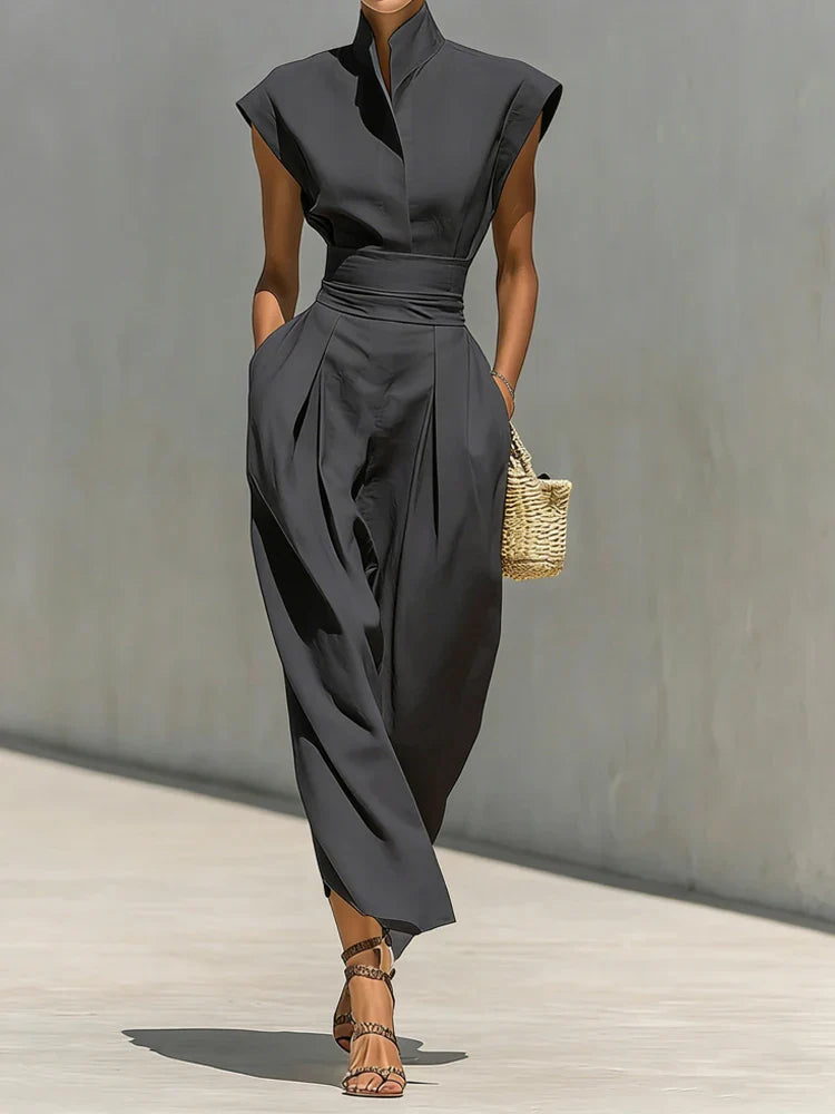 Robe midi structurée pour femme avec taille cintrée