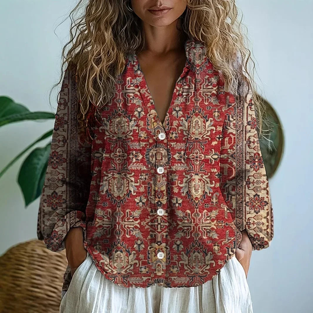Women’s Boho Vintage Floral Printed Blouse