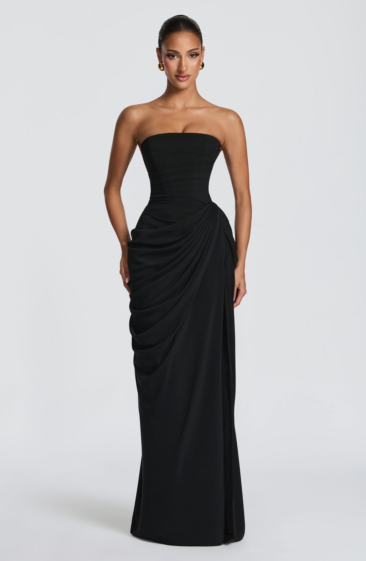 Women's Chiffon Maxi Dress with Corset Bodice
