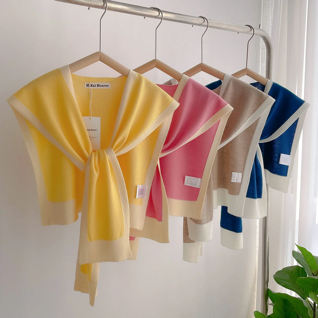 Emma – Striped Knit Shoulder Shawl