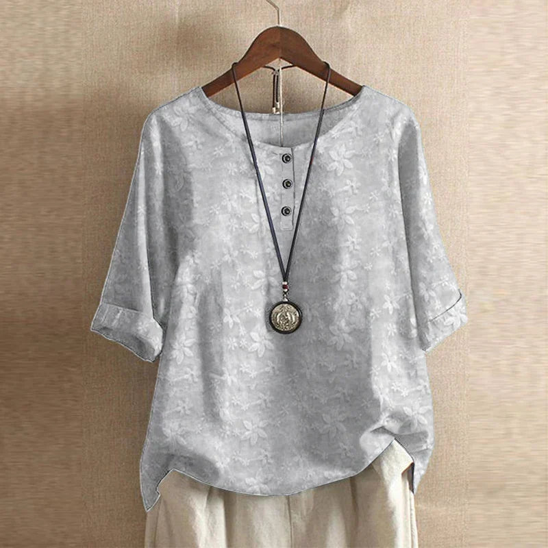 Blouse ample à imprimé floral vintage pour femme