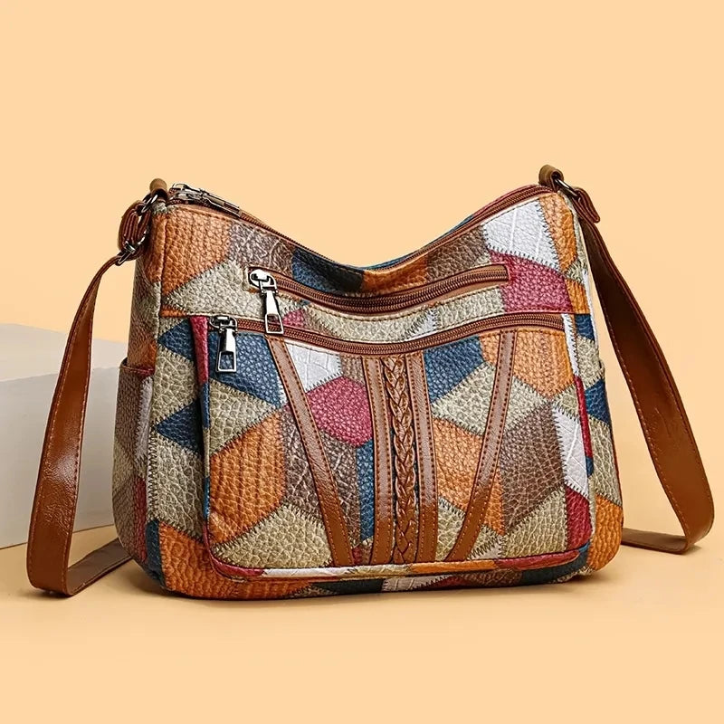 Pamela - Vegan Leather Patchwork Shoulder Bag