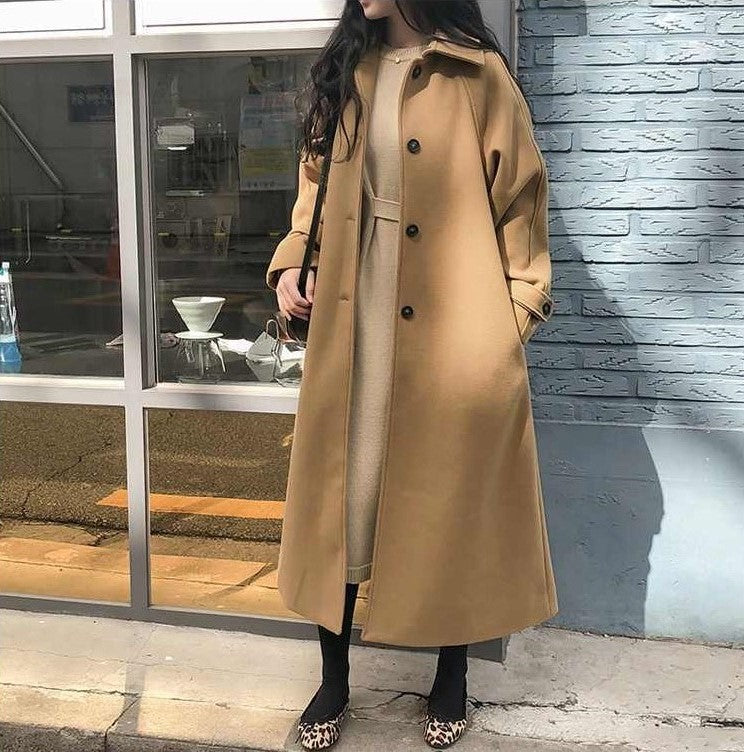 Women's Long Belted Double-Breasted Trench Coat