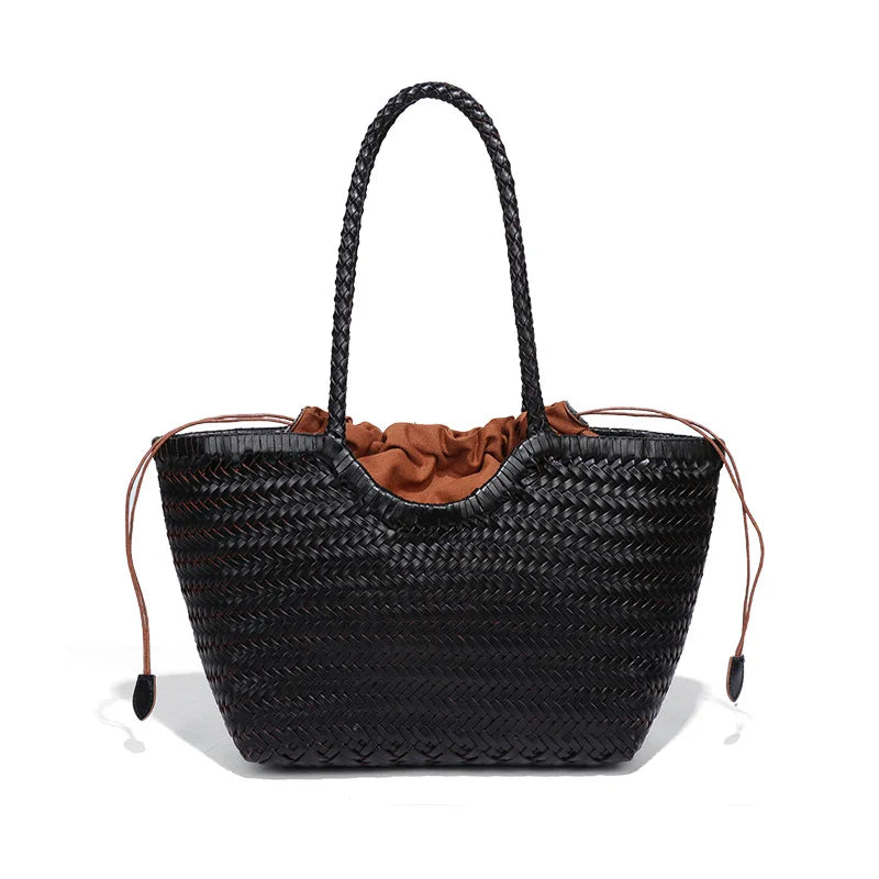 Kathy - Leather Woven Tote Bag