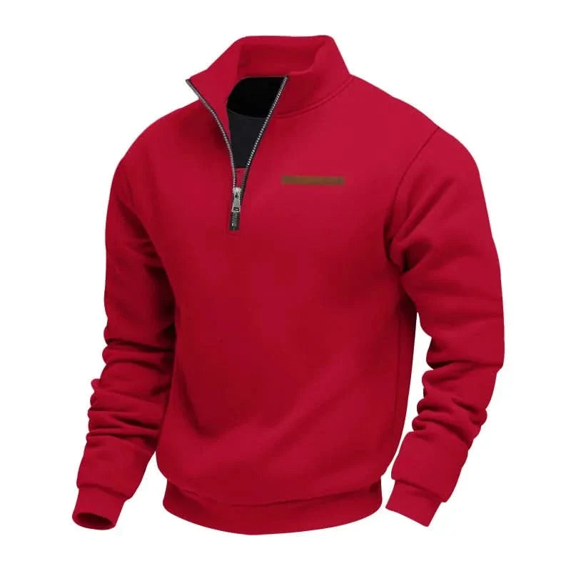 Men's Quarter-Zip Stand Collar Sweater