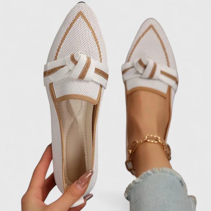 Γυναικείες μπαλαρίνες slip-on με μυτερή μύτη και φιόγκο