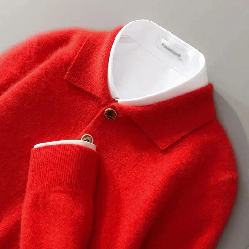 Maglione da uomo a maniche lunghe con colletto polo