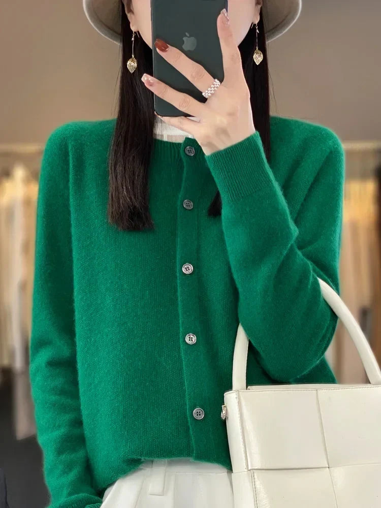 Women's Classic Button Front Ribbed Cardigan