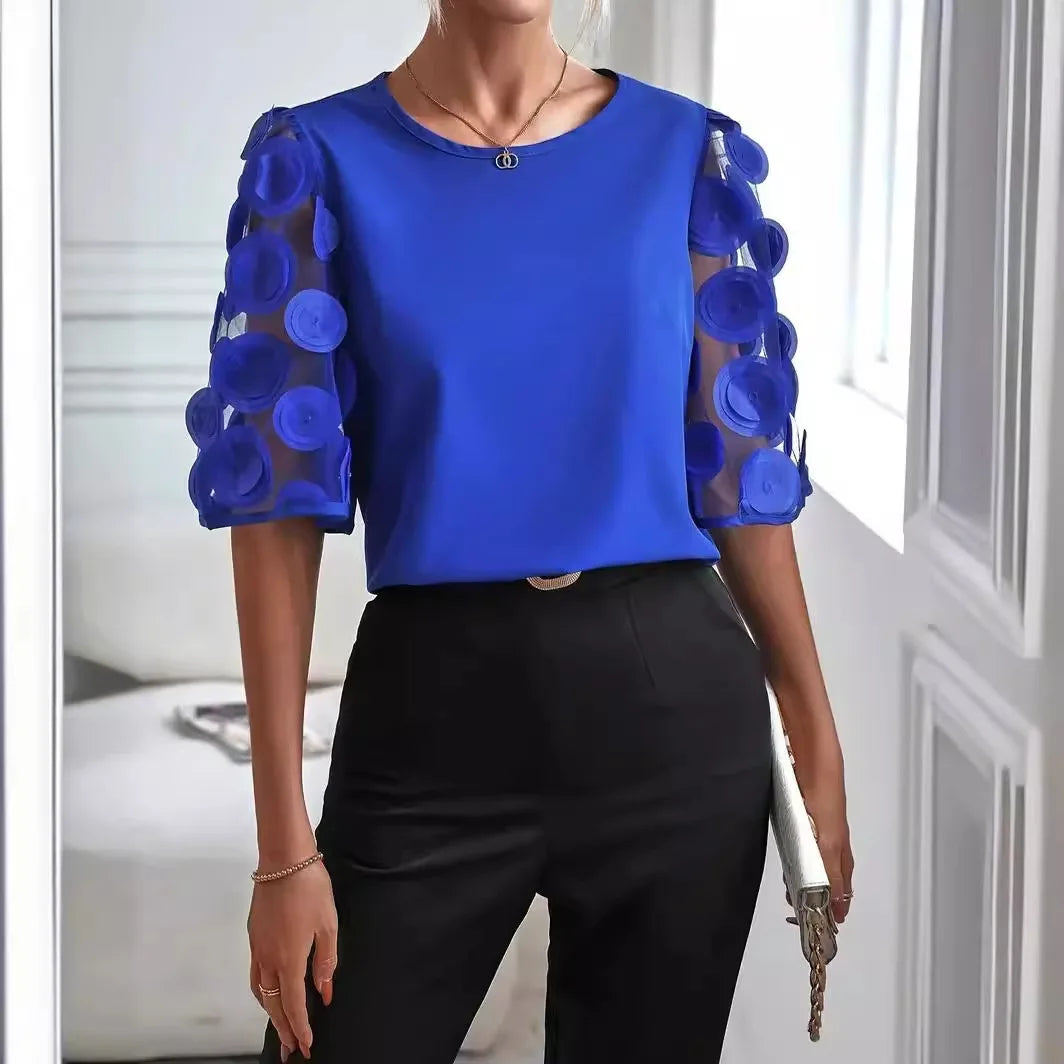 Blouse transparente à manches bouffantes pour femmes