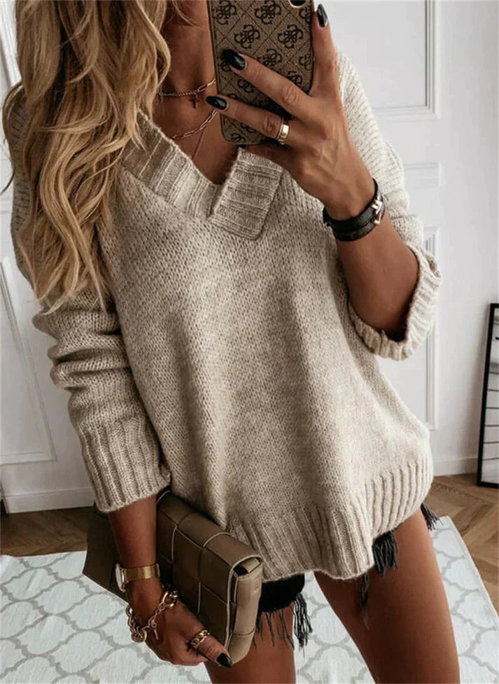 Cozy Soft V-Neck Knit Sweater