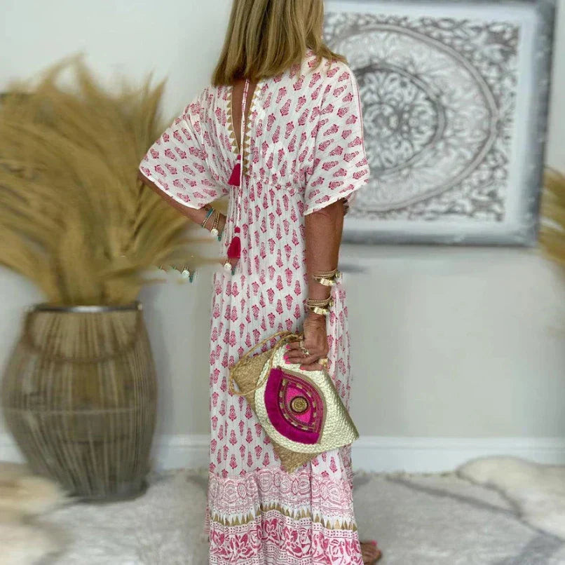 Women’s Boho Summer Printed Flowy Maxi Dress