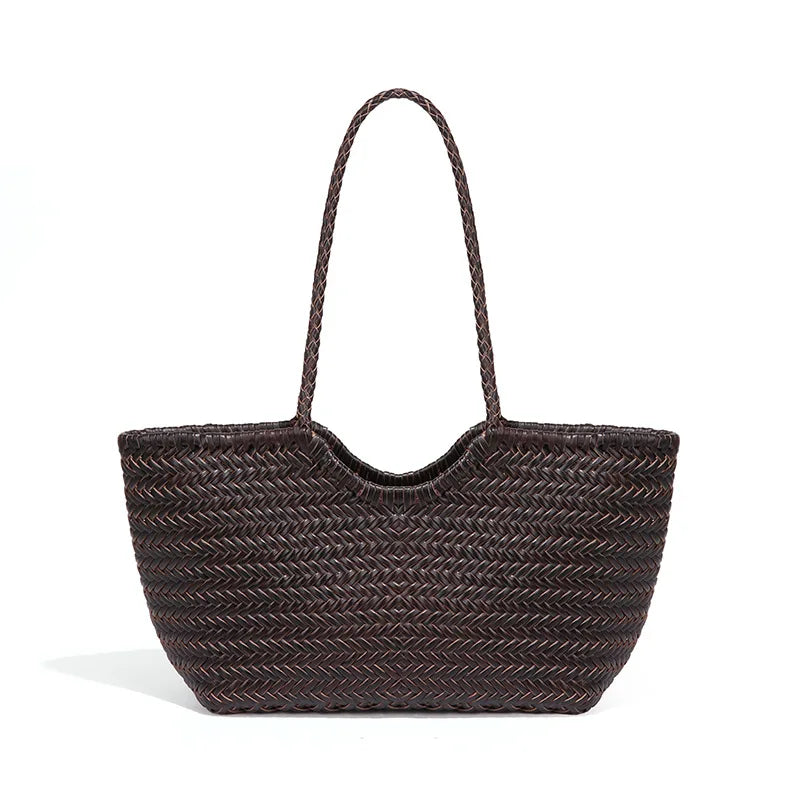 Kathy - Leather Woven Tote Bag