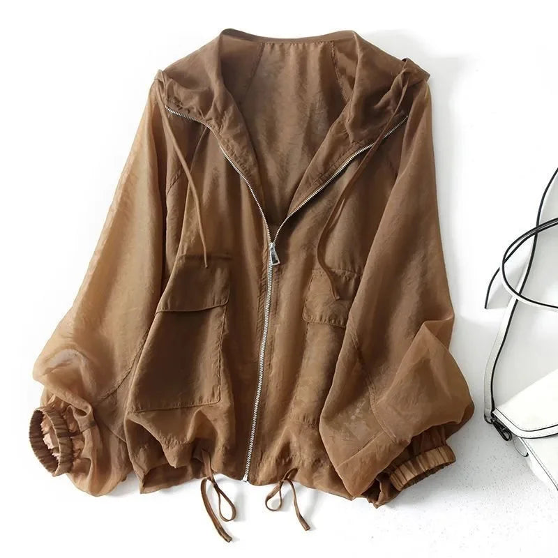 Veste à capuche zippée pour femme avec poches