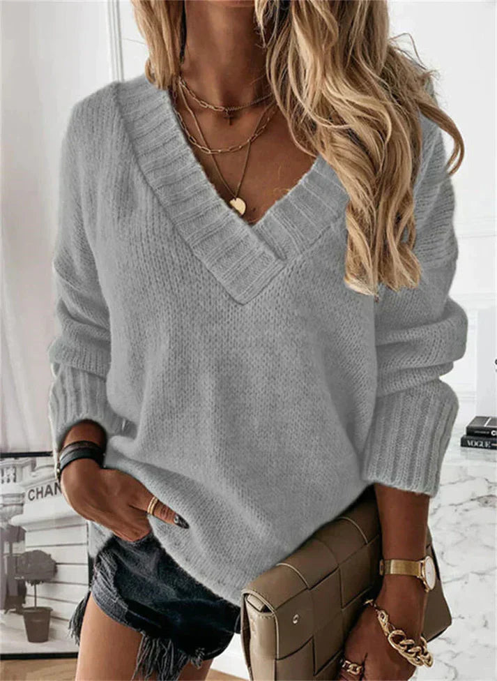 Cozy Soft V-Neck Knit Sweater